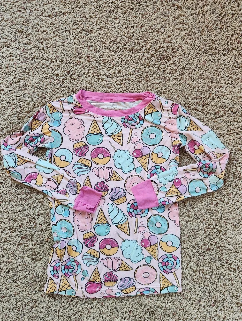 Little Sleepies 2 Piece Pajamas Pink Sweet Treats Long Sleeves Size 7/8